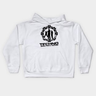 Techno Brings People Together - logo (black) Kids Hoodie